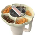 Beige petal-shaped silicone snack tray with multiple compartments for 40oz tumblers - 40oz / Ivory