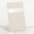 Custodia portatile in pelle bianco crema con specchio da trucco card in acciaio - Bianco