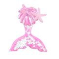 Pink sequin mermaid tail hair clip for girls with colorful shell and starfish details - Pink