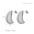 Polished silver stainless steel C-shaped horn stud earrings with 20mm size details - Silver