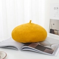 Chic mustard yellow wool beret hat for women on a magazine with a cozy home vibe - One Size / Ginger Yellow