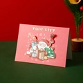 3D pop-up Christmas card in red with YOUR GIFT text and cartoon Santa illustration - Santa Claus