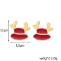 Christmas reindeer hat studs size detail: 1.1cm height, 1.3cm width, 2.0g weight gold plated - Red Hat Reindeer Horns