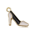 Cute high heel pendant charm in gold and black enamel for jewelry making - High Heel