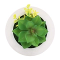 Artificial succulent in white textured round pot with vibrant green and yellow foliage - Style 2F