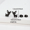 Cute black Chihuahua dog stud earrings in stainless steel with size and weight info - Chihuahua Shape (090 Black) / Black