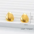 Polished 18K gold plated stainless steel teardrop earrings 25mm height for women - Gold Polished Water Drop Style (QRH5532)