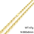 Golden stainless steel bamboo link chain necklace measuring 660x6mm and weighing 47g - Gold Thick Bamboo Chain (KN295426-KFC)