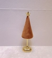 Brown velvet cone jewelry stand with gold star top and textured metallic base - Dark Coffee