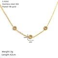 Macro shot of gold-plated stainless steel necklace with 6mm crystal pendant details - Round Style (S-N342)