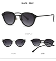 Detailed multi-angle view of oval sunglasses with black frames and gray gradient lenses - Black Frame Gradient Gray Lens
