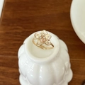 Adjustable golden flower ring featuring pink enamel petals and delicate center pearls - Pink and White Flowers