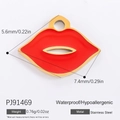 Red lip pendant in 18k gold plated stainless steel with waterproof dimension details - PJ91469 (Bright Red Lips)