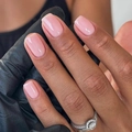 Classic jelly pink square press-on nails with a glossy finish and semi-transparent texture - Glue Type / Jelly Pink (JP3155)