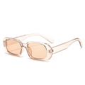 Retro rectangle sunglasses in transparent champagne frame with light orange lenses - Transparent Tea Frame Tea Lens