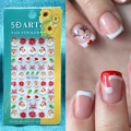 Stickers ongles 5D Noël modèle 5D-K104 avec motifs Père Noël et renne en relief 3D - Éléments de Noël 5D-K104