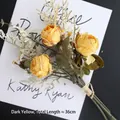 Artificial vintage dark yellow roses bouquet with green leaves and 36cm stem - Total Length ≈ 36cm / Dark Yellow