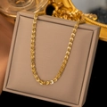 Exquisite gold plated titanium necklace featuring intricate butterfly chain braiding - Phoenix Tail Chain Necklace / Gold