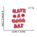 Detail view of Have a Good Day cartoon embroidery patch with dimensions and weight - 8# GOOD DAY Flower