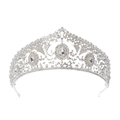 Corona da sposa vintage in argento con cristalli scintillanti e telaio in lega - Stile HG1425 A - Base Argentata Strass Bianchi e Vetro Bianco