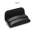 Classic black litchi texture leather glasses case with soft protective suede lining - Black Insert Sleeve