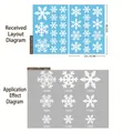 Size guide for Christmas snowflake window stickers featuring nine unique white designs - XC006AB White Snowflake Set / White Snowflake