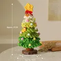 Mini sapin de Noël au crochet fait main avec pompons colorés et socle en bois - Produit Fini au Crochet à la Main / Vert