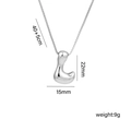 Titanium steel silver balloon bubble letter pendant necklace with product dimensions - Letter L (Silver)