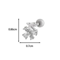 Silver butterfly cartilage stud earring with white zircons and dimensions 0.86cm x 0.7cm - 5# / Silver