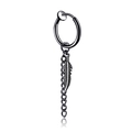 Minimalist black leaf chain clip-on earring featuring a stylish feather pendant dangle - Style 20