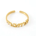 Anello aperto in acciaio inossidabile placcato oro 18K con design a lettera mama - Stile Mama (Z442) / Oro