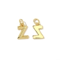 Close-up of polished 18K gold-plated letter Z charms with zircon for DIY jewelry - Letter Z
