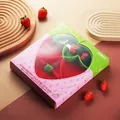 Red strawberry silicone kids plate set with stainless steel fork and spoon in a gift box - Strawberry Set (5 Pieces)