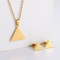 Minimalist gold-plated stainless steel jewelry set with geometric triangle pendant and studs - Solid Triangle