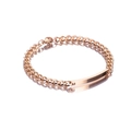 Polished rose gold stainless steel curb chain bracelet with customizable ID bar - Female Style / Rose Gold