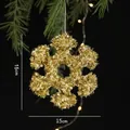 15cm gold snowflake Christmas pendant hanging on pine tree with warm fairy lights - 15CM Gold Snowflake