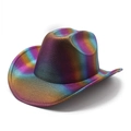 Cowboyhut mit Regenbogen-Farbverlauf und Metall-Finish für Partys und Festivals - Dunkelviolett