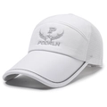 White outdoor baseball cap with mesh side panels and gray PODRLN embroidery - Adjustable / White