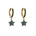 Orecchini a cerchio dorati con stelle in micro-pave verde su uno sfondo bianco - Stella verde