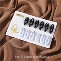 Set of 12 black and white oval rhinestone hijab pins on a branded display card - Set B (Black & White)