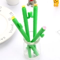 Kreative Kaktus-Gelschreiber in Grün mit gelben und rosa floralen Akzenten - Einarmiger Kaktus-Formstift