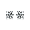 Classic silver S925 moissanite stud earrings featuring a round four-claw setting - 925 Silver / 1 Carat * 2