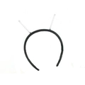 Schwarzer Samt-Haarreif mit zwei silbernen Metallfedern für DIY-Haarschmuck-Accessoires - Federantennen Stil / Schwarz