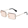Modische randlose rechteckige Sonnenbrille mit hellbraunen Gläsern und Goldmetallrahmen - Goldener Rahmen Champagner Gläser