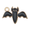 Halloween black bat charm with gold metal edges for DIY jewelry and keychain projects - 1pc Black Bat (14x21mm)