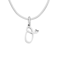 Elegant silver stainless steel snake chain necklace with letter O and tiny heart pendant - Letter O (Steel Color)