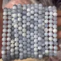 Natural blue lace agate round beads for DIY jewelry making with wavy pattern - Natural Blue Lace Agate