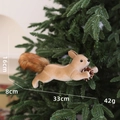 Brown foam squirrel ornament with pinecone for Christmas tree, size 33x16cm - Crawling Squirrel Type I Large