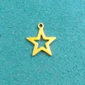 Detailed view of hollow star pendant in gold finish with 1.5cm size measurement - Gold