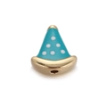 Golden pizza charm with blue enamel and white dots for DIY jewelry bracelets - Blue Polka Dot Triangle/Pizza Slice